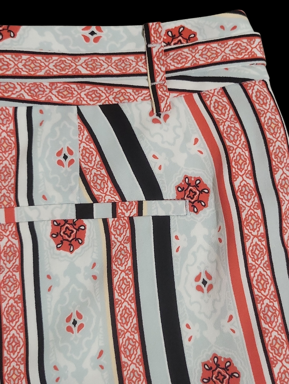 Ann Taylor LOFT Costa 4" Tie Waist Fluid Shorts Size 10  High-Rise Blue Red - Picture 6 of 16
